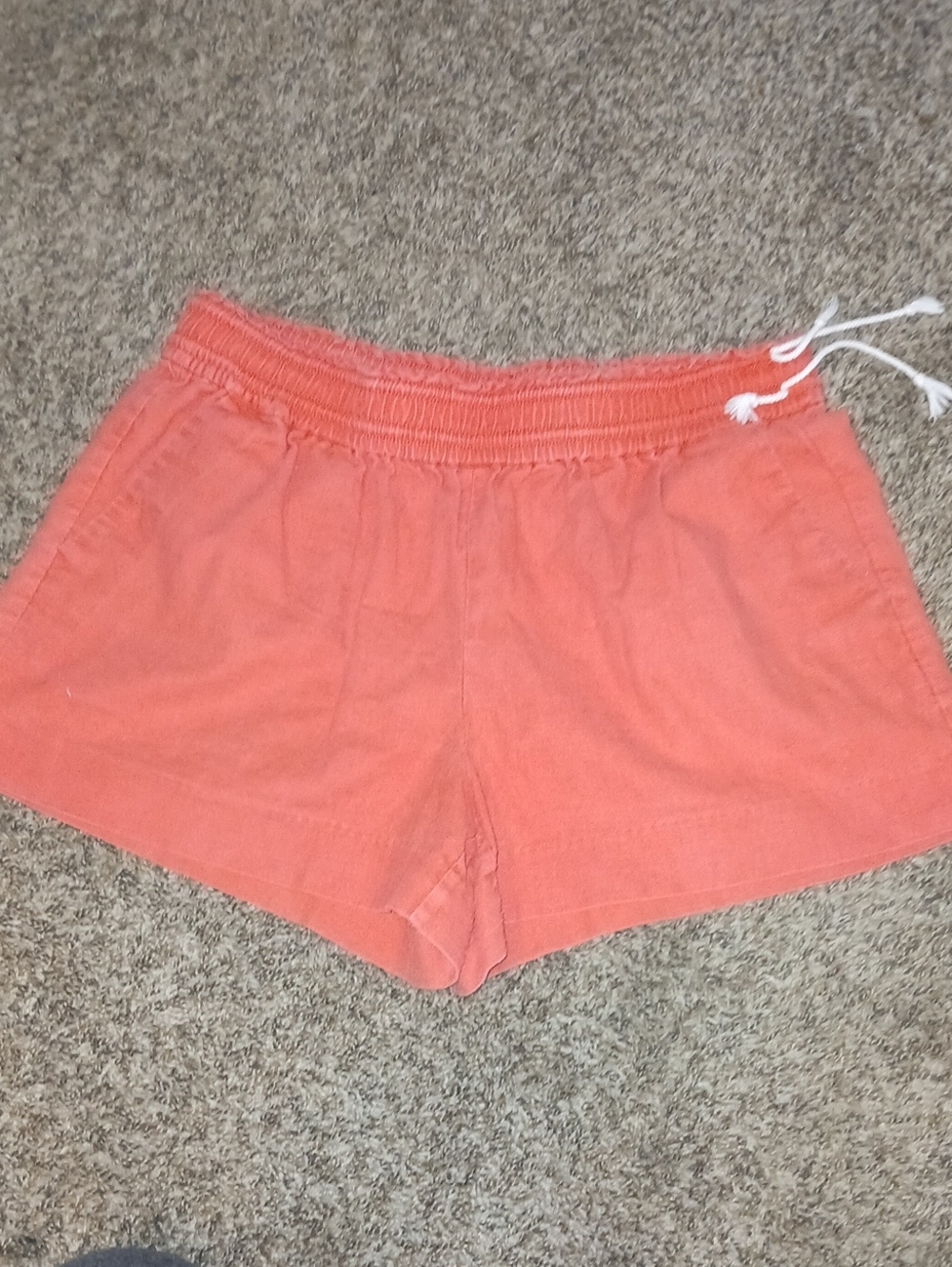 Women's J. Crew Coral Drawstring Elastic-Waist  Cotton Canvas Shorts Sz: M
